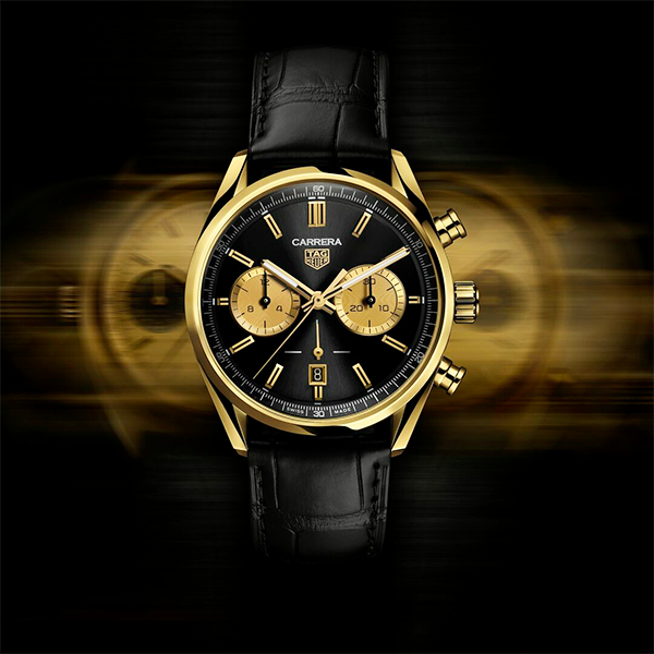 TAG Heuer Carrera Chronograph Yellow Solid Gold Case-thumbnail